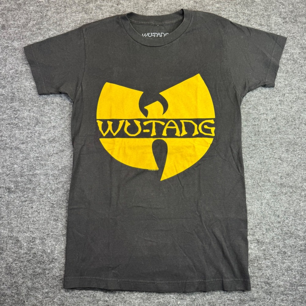 Y2K Wu-Tang Clan Graphic‎ T-Shirt Mens Small Black Yellow Logo 2014 Hip Hop Tee